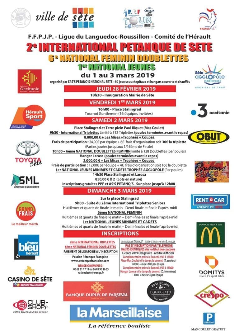 2e International Pétanque Sète Mars 2019