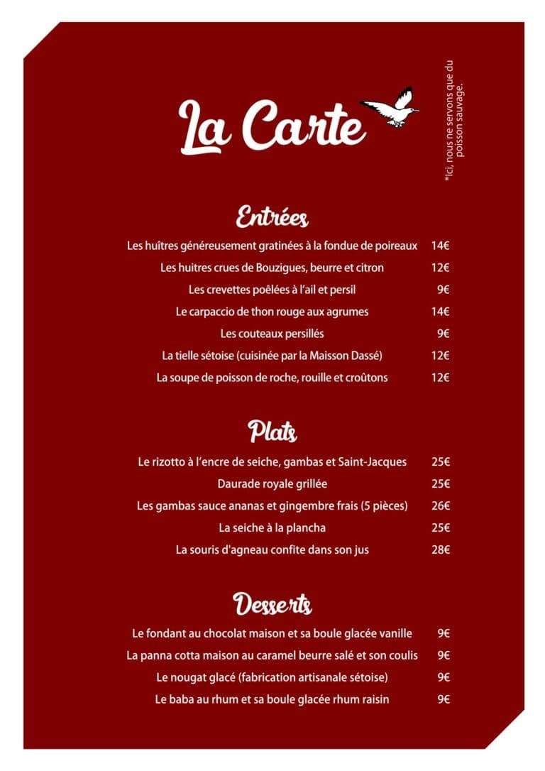 Les Goélands Sète Restaurant Menu 02