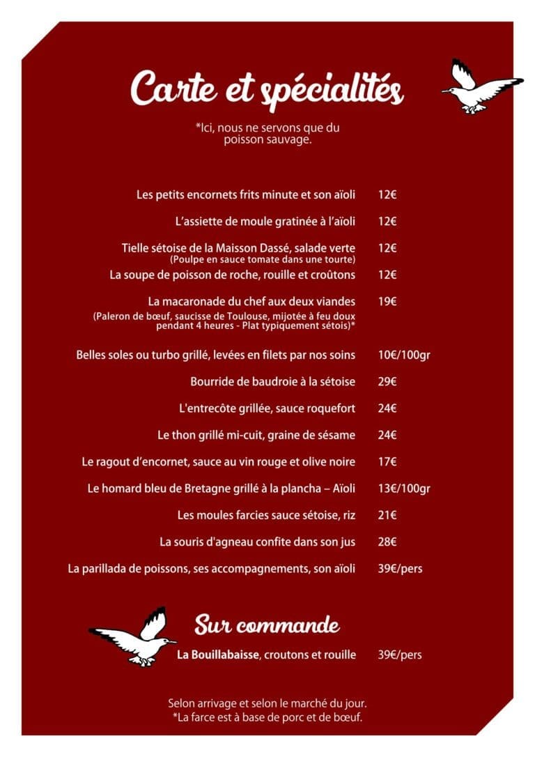 Les Goélands Sète Restaurant Menu 03