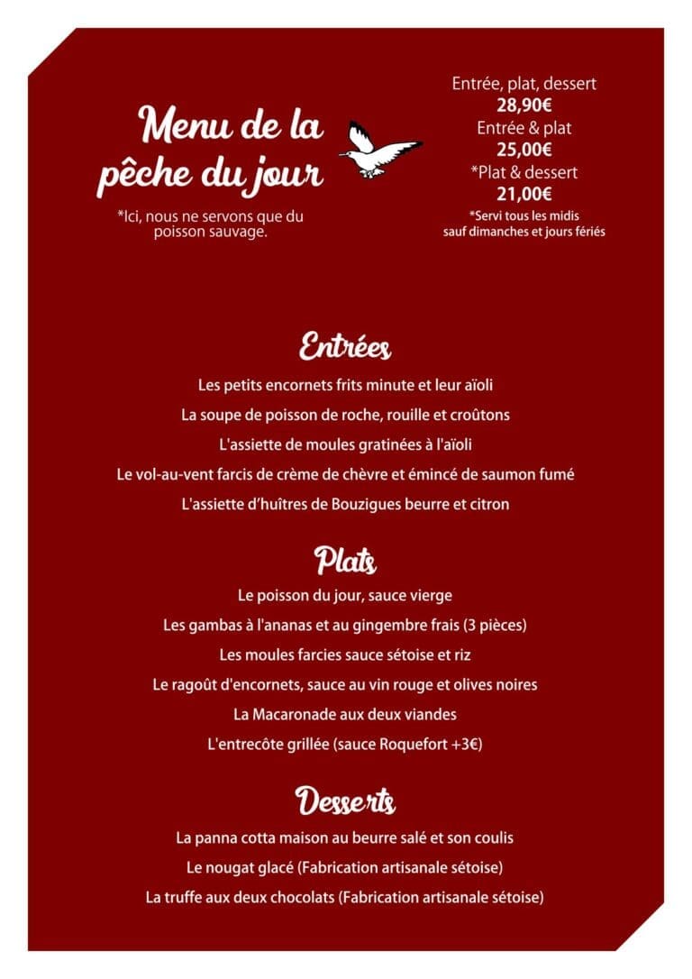 Les Goélands Sète Restaurant Menu 04