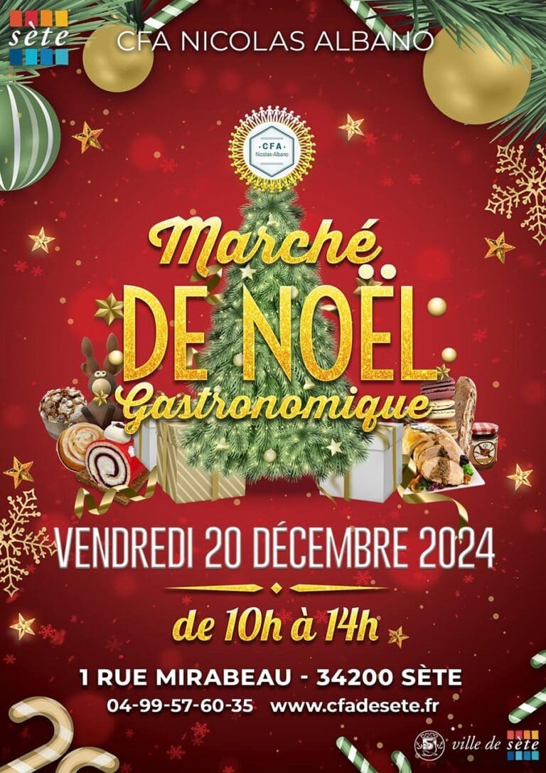Marché de Noël Gastronomique 2024 CFA Sète Affiche