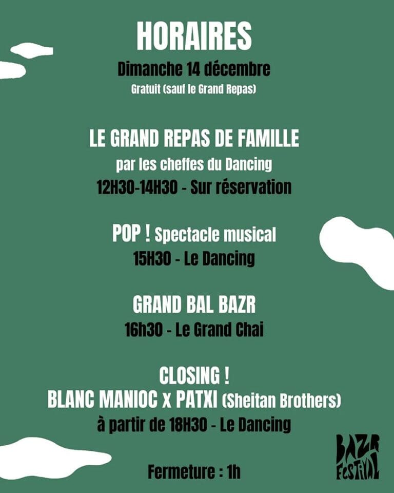 Bazr Festival Horaires Dimanche 14 Decembre