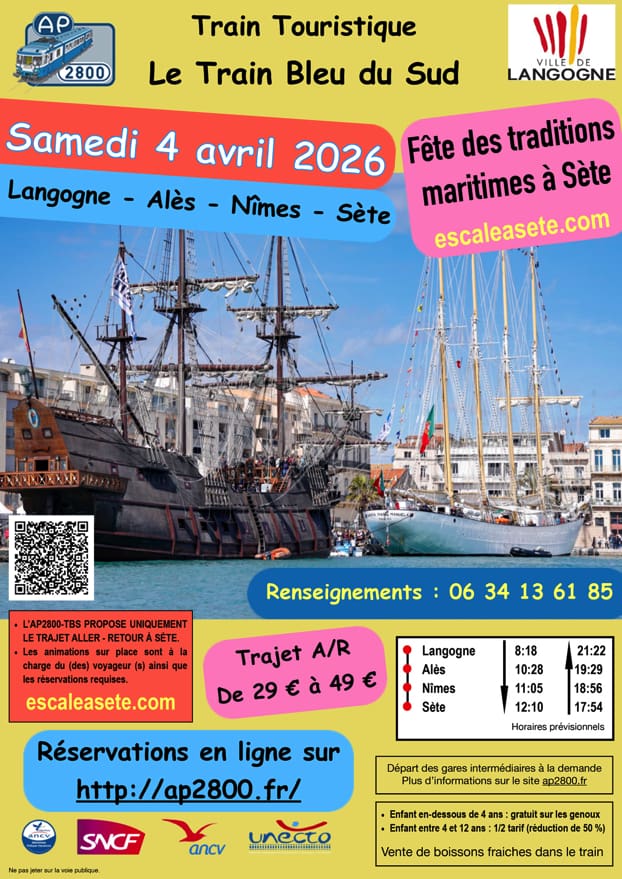 Train Bleu Du Sud Direction La Fete Maritime De Sete Affiche