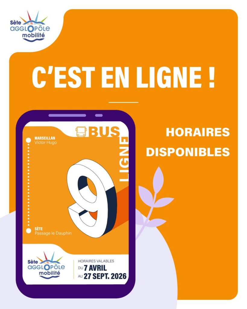 Ligne 9 Sète-Marseillan : les horaires 2026 sont en ligne