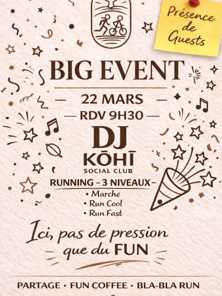Big Event – KŌHĪ Social Club : Running, Guests Olympiques & DJ Set