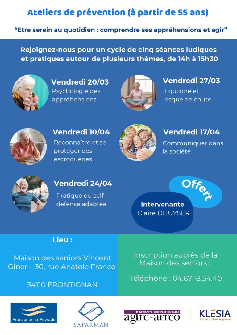 Ateliers de prévention seniors – Maison des seniors Vincent-Giner