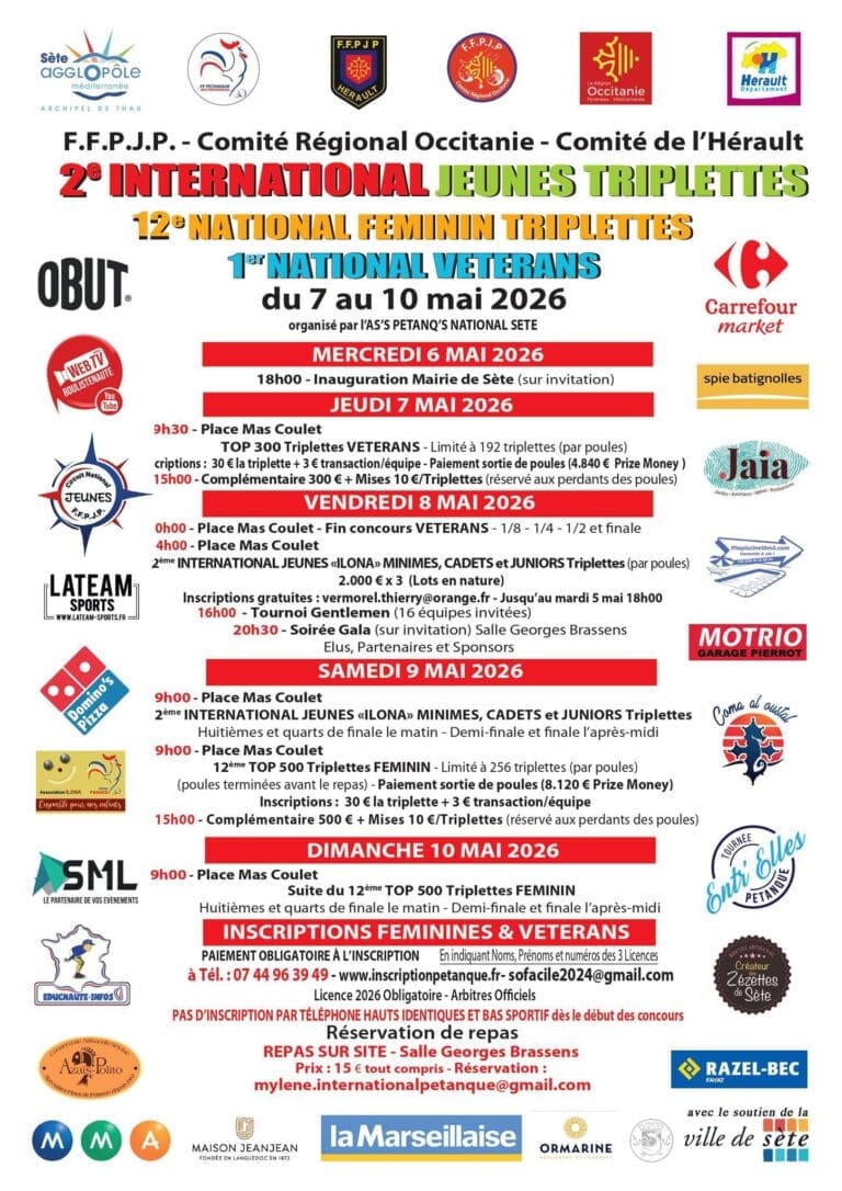 International Petanque Sete 2026 Programme