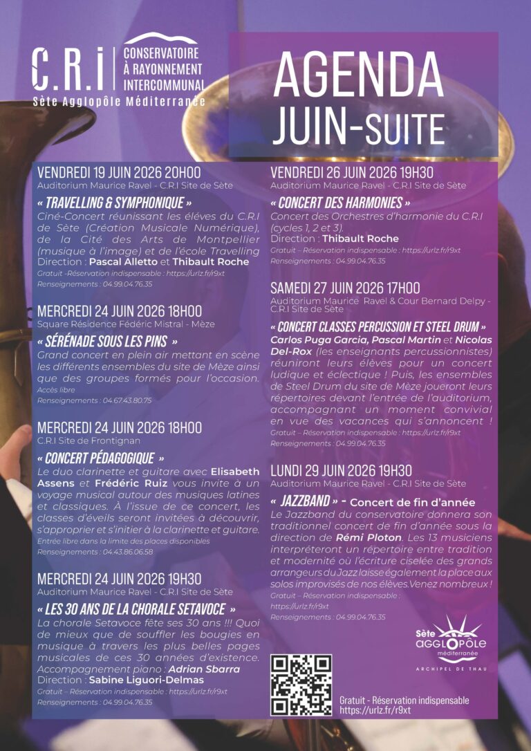 Agenda Juin 2026 – Conservatoire de Sète